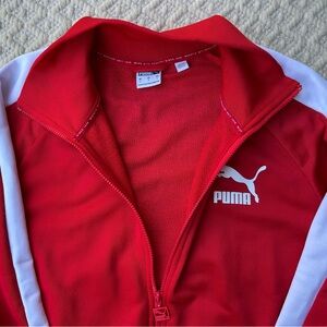 Puma warm-up zip jacket size L Red